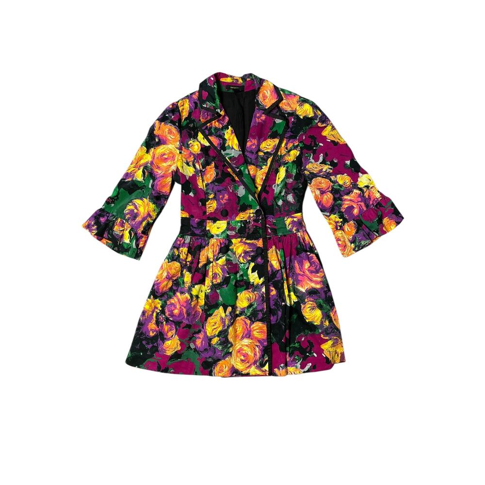 Double Zero Dopamine Floral Double Breasted Blazer Mini Dress Size Small Pockets